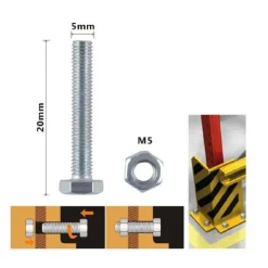 SET 12PZ VITE VITI PER ESTERNO A TESTA ESAGONALI 5 X 20MM CON DADI DADO M5 90910