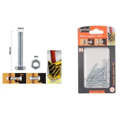 SET 10PZ VITE VITI PER ESTERNO A TESTA ESAGONALI 4 X 40MM CON DADI DADO M4 90907