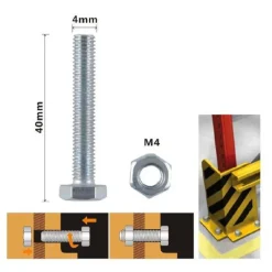 SET 10PZ VITE VITI PER ESTERNO A TESTA ESAGONALI 4 X 40MM CON DADI DADO M4 90907