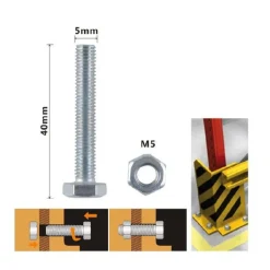 SET 8PZ VITE VITI PER ESTERNO A TESTA ESAGONALI 5 X 40 MM CON DADI DADO M5 90912