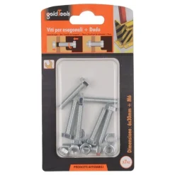 SET 7PZ VITE VITI PER ESTERNO A TESTA ESAGONALI 6 X 30 MM CON DADI DADO M6 90916
