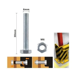 SET 7PZ VITE VITI PER ESTERNO A TESTA ESAGONALI 6 X 30 MM CON DADI DADO M6 90916