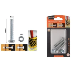 SET 3PZ VITE VITI PER ESTERNO A TESTA ESAGONALI 8 X 40 MM CON DADI DADO M8 90921