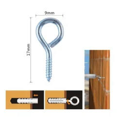 SET 54PZ VITI VITE A OCCHIELLO GANCIO CHIUSO 9X17 MM FILETTATURA PER LEGNO 90724