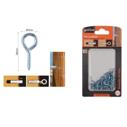 SET 41PZ VITI VITE A OCCHIELLO GANCIO CHIUSO 10X20MM FILETTATURA PER LEGNO 90723