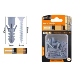 SET 15PZ VITI VITE CROCE 4X35 MM + TASSELLI CON ALETTE TASSELLO M6 FISCHER 57562