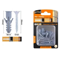 SET 10PZ VITI VITE CROCE 5X30 MM + TASSELLI CON ALETTE TASSELLO M8 FISCHER 57566