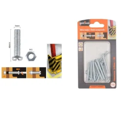 SET 10PZ VITI VITE TESTA A CROCE TONDA 5 X 40MM CON DADI DADO ESAGONALE M5 90971