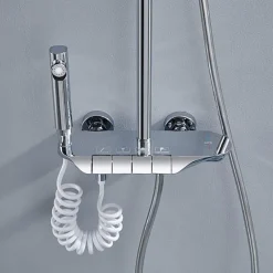 SET SALISCENDI BAGNO COLONNA DOCCIA RUBINETTO SOFFIONE DOCCETTA BIDET CROMATO 87343