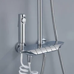 SET SALISCENDI BAGNO COLONNA DOCCIA RUBINETTO SOFFIONE DOCCETTA BIDET CROMATO 87343