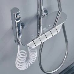 SET SALISCENDI BAGNO COLONNA DOCCIA RUBINETTO SOFFIONE DOCCETTA BIDET CROMATO 87343