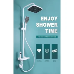 SET SALISCENDI BAGNO COLONNA DOCCIA RUBINETTO SOFFIONE DOCCETTA BIDET BIANCO 87345