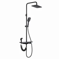 SET SALISCENDI COLONNA DOCCIA BAGNO SOFFIONE DOCCETTA BIDET RUBINETTO NERO 87342