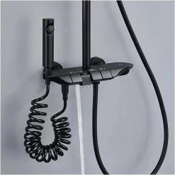 SET SALISCENDI COLONNA DOCCIA BAGNO RUBINETTO SOFFIONE DOCCETTA BIDET NERO 87344