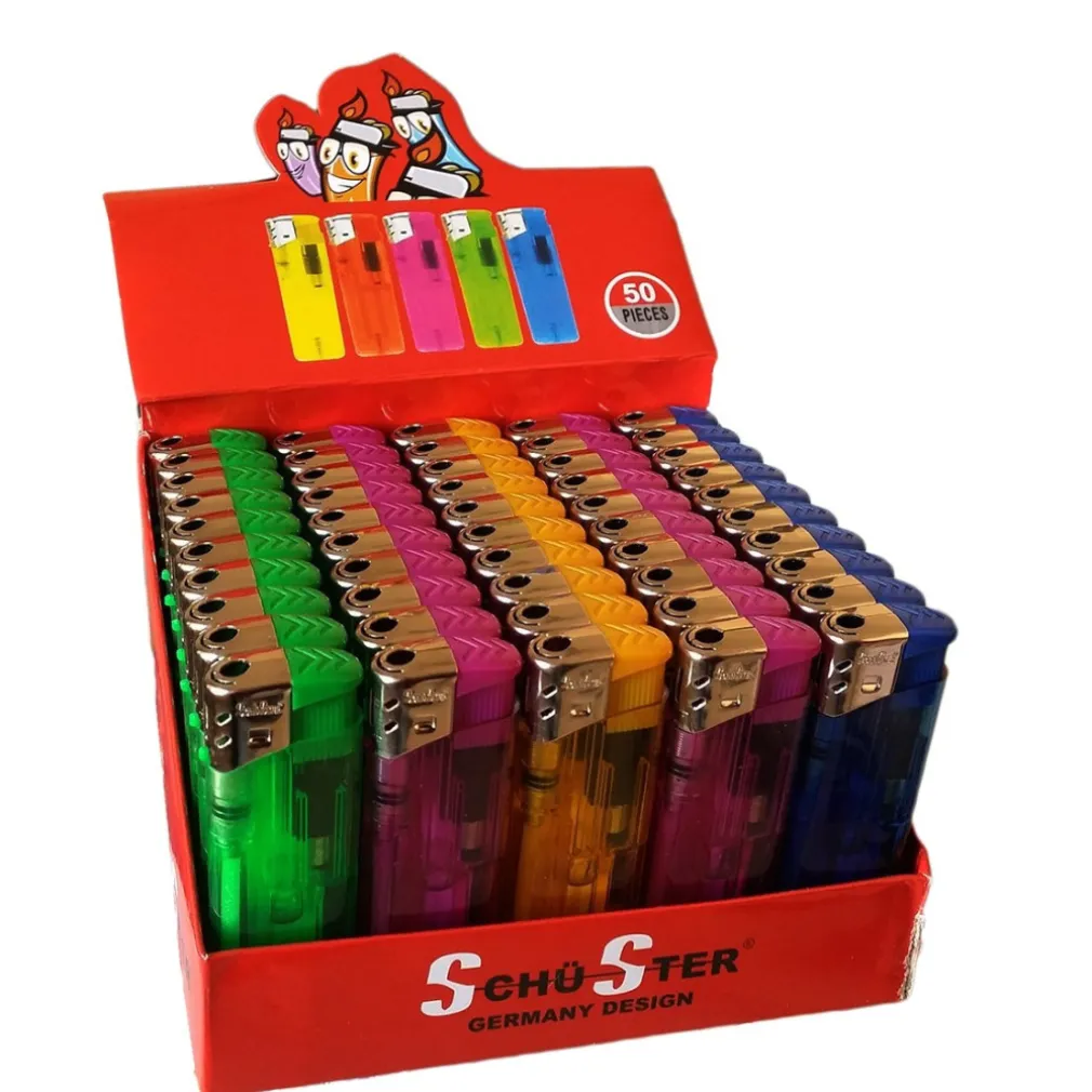 SET SCATOLA 50 PZ ACCENDINI ELETTRONICO RICARICABILI ACCENDINO COLORATI GRANDI
