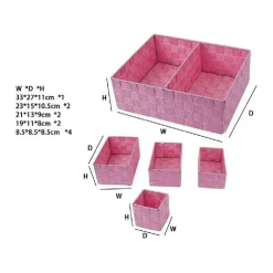 SET SCATOLE IN TESSUTO PORTA OGGETTI ORGANIZER BAGNO ARMADI SCAFFALI 79083 ROSA