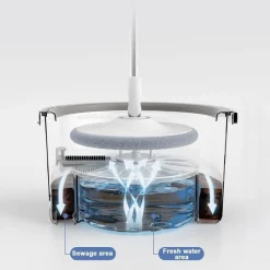 SET SCOPA SECCHIO IGIENICO MANI LIBERE SISTEMA PULIZIA PAVIMENTI CAPACITÀ 2,5 LT