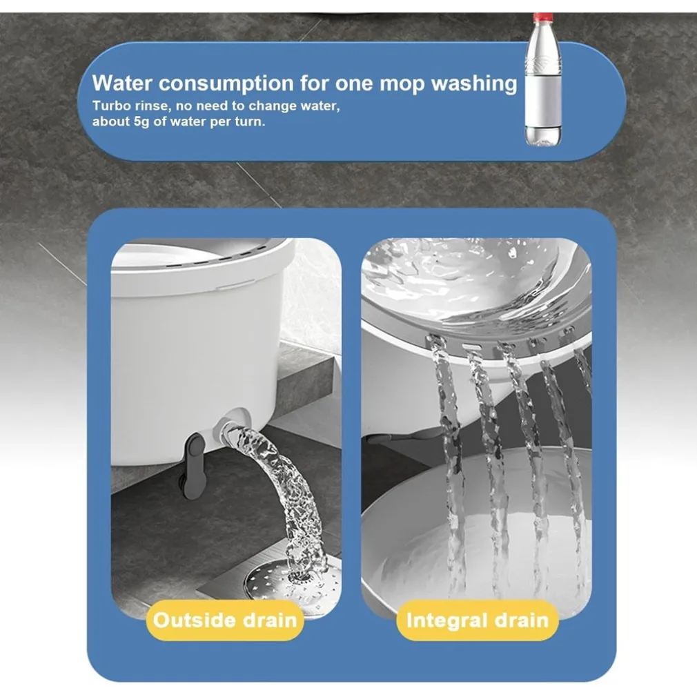 SET SCOPA SECCHIO IGIENICO MANI LIBERE SISTEMA PULIZIA PAVIMENTI CAPACITÀ 2,5 LT