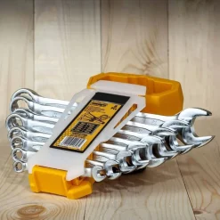 SET SERIE 8 CHIAVI CHIAVE INGLESI COMBINATE IN ACCIAIO 6 - 19 MM CON CUSTODIA