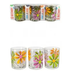 SET SERVIZIO 6 PEZZI BICCHIERI VETRO DECORATI DEA DELICE