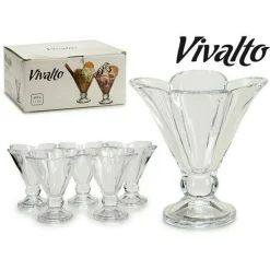 SET SERVIZIO 6 PEZZI COPPE IN VETRO A FORMA DI FIORE 30CL PER GELATO