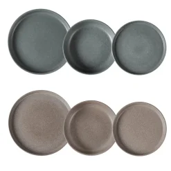 SET SERVIZIO DA TAVOLA DI PIATTI IN STONEWARE 18 PEZZI DESIGN NORDICO ELEGANTE IN 2 COLORI