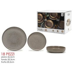 SET SERVIZIO DA TAVOLA DI PIATTI IN STONEWARE 18 PEZZI DESIGN NORDICO ELEGANTE IN 2 COLORI