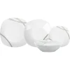 SET SERVIZIO DI PIATTI IN PORCELLANA 19PZ FORMA QUADRATA CON MOTIVO ASTRATTO LINEE GRIGIE