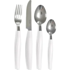 SET SERVIZIO DI POSATE 24 PZ PER 6 PERSONE IN ACCIAIO INOSSIDABILE COLORE CREMA