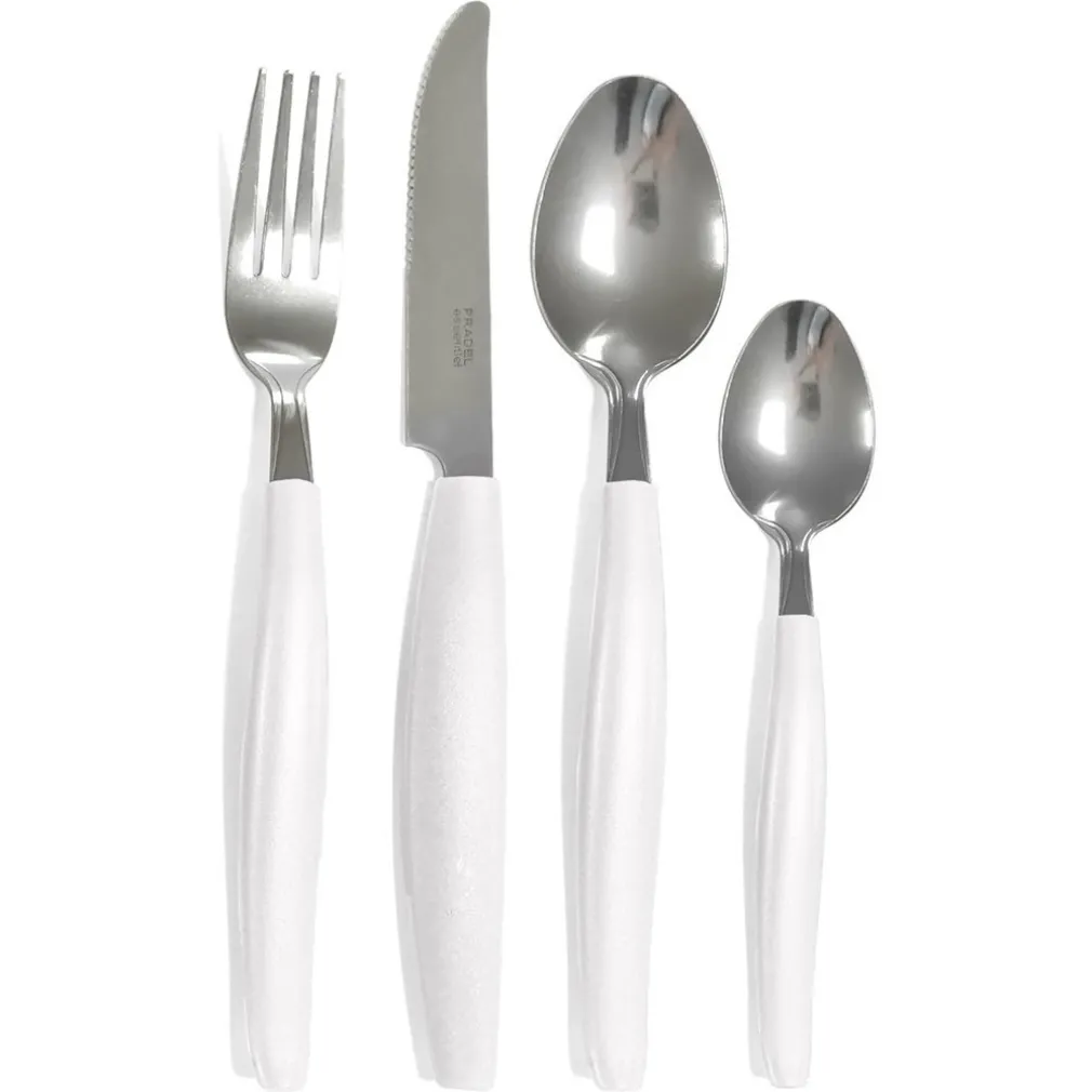 SET SERVIZIO DI POSATE 24 PZ PER 6 PERSONE IN ACCIAIO INOSSIDABILE COLORE CREMA