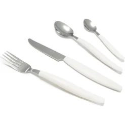 SET SERVIZIO DI POSATE 24 PZ PER 6 PERSONE IN ACCIAIO INOSSIDABILE COLORE CREMA