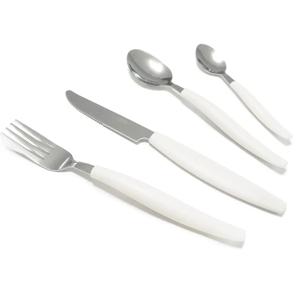 SET SERVIZIO DI POSATE 24 PZ PER 6 PERSONE IN ACCIAIO INOSSIDABILE COLORE CREMA