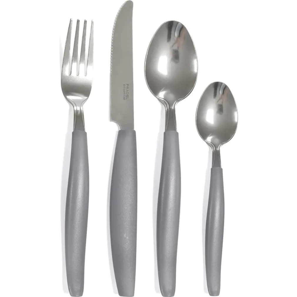 SET SERVIZIO DI POSATE 24 PZ PER 6 PERSONE IN ACCIAIO INOSSIDABILE COLORE GRIGIO