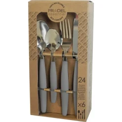 SET SERVIZIO DI POSATE 24 PZ PER 6 PERSONE IN ACCIAIO INOSSIDABILE COLORE GRIGIO