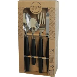 SET SERVIZIO DI POSATE 24PEZZI PER 6 PERSONE IN ACCIAIO INOSSIDABILE COLORE NERO