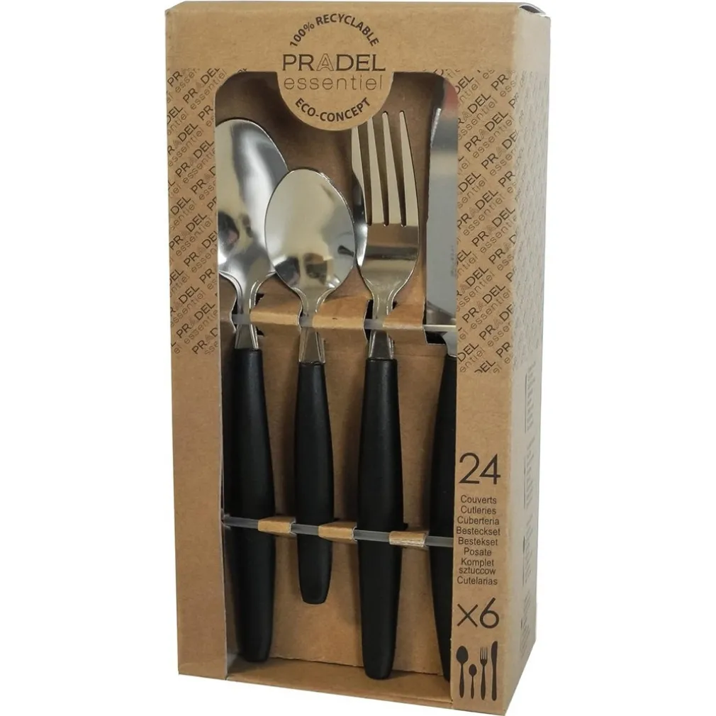 SET SERVIZIO DI POSATE 24PEZZI PER 6 PERSONE IN ACCIAIO INOSSIDABILE COLORE NERO