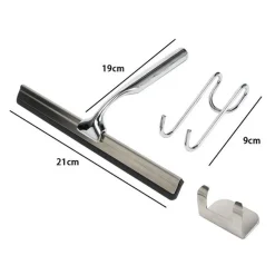 SET TERGIVETRO PER DOCCIA CON GANCIO MURO ADESIVO DOPPIO APPENDINO PORTA BOX CROMO 87834