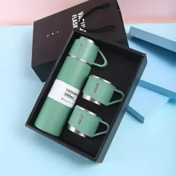 SET THERMOS IN ACCIAIO INFRANGIBILE A DOPPIA PARETE DA 500 ML CON 2 TAZZE TERMICHE REGALO