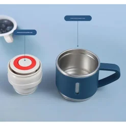 SET THERMOS IN ACCIAIO INFRANGIBILE A DOPPIA PARETE DA 500 ML CON 2 TAZZE TERMICHE REGALO