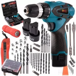 SET TRAPANO AVVITATORE A BATTERIA 14,4V A LITIO KIT CON 80 ACCESSORI E VALIGETTA