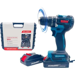 SET TRAPANO ELETTRICO AVVITATORE A BATTERIA 2 VELOCITÀ PUNTE BORSA ATTREZZI 2 BATTERIE