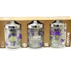SET TRIS 3 PZ BARATTOLI CONTENITORI DA CUCINA IN VETRO DECORAZIONE FIORI 800ML