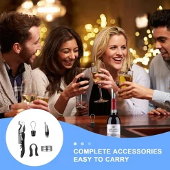 SET VINO 5IN1 CAVATAPPI APRIBOTTIGLIE MULTIFUNZIONE ANELLO ANTIGOCCIA TAPPO VERSATORE