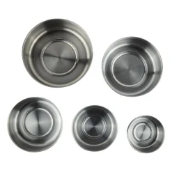 SET 5X CONTENITORE ACCIAIO INOX CON COPERCHI CUCINA CASA CIBO CONSERVAZIONE