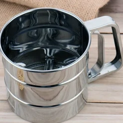 SETACCIO DA CUCINA PER FARINA E ZUCCHERO A VELO ACCIAIO INOX SPOLVERARE 250 GR