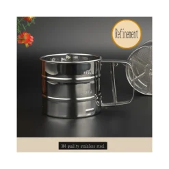 SETACCIO DA CUCINA PER FARINA E ZUCCHERO A VELO ACCIAIO INOX SPOLVERARE 250 GR