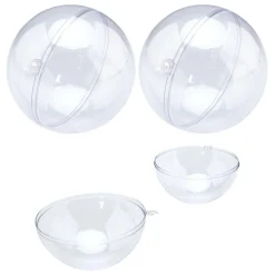 SFERE NATALIZIE PALLINE TRASPARENTI APRIBILI DA RIEMPIRE DECORAZIONE NATALE 2PZ 7CM