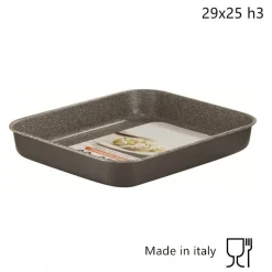 SFORNATUTTO BASSO TEGLIA 29X25XH3CM GRIGIO PIETRA IN ALLUMINIO ANTIADERENTE 036855M