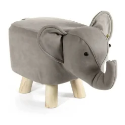 SGABELLO ELEFANTE POUF POGGIAPIEDI BAMBINI IMBOTTITO PIEDI LEGNO 46X26X28CM 808685