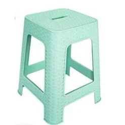 SGABELLO IN PLASTICA RATTAN VERDE ACQUA H 45,5 CM SEDIA COMPLEMENTO D'ARREDO